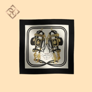 Hermès Brides de Gala forever scarf 90 - noir / crème / gold