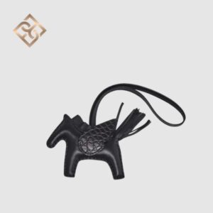 Hermès Noir Milo Lambskin Leather and Alligator Touch Rodeo Pegase PM Bag Charm