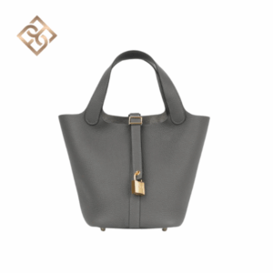 Hermès Picotin Lock 18 Clemence Graphite  Gold Hardware