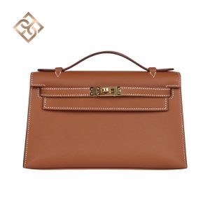Hermès Kelly Pochette Gold Swift Gold Hardware