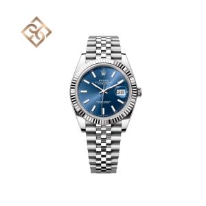 Datejust 41 Oyster, 41 mm, Oystersteel and white gold, Bright blue, Jubilee - 126334