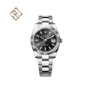 Datejust 41 Oyster, 41 mm, Oystersteel and white gold, Bright black, Oyster - 126334