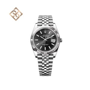 Datejust 41 Oyster, 41 mm, Oystersteel and white gold, Bright black, Jubilee - 126334
