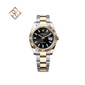 Datejust 41 Oyster, 41 mm, Oystersteel and yellow gold, Bright black, Oyster - 126333