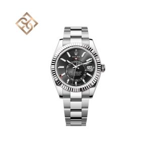 Sky-Dweller Oyster, 42 mm, Oystersteel and white gold, Bright black, Oyster - 336934