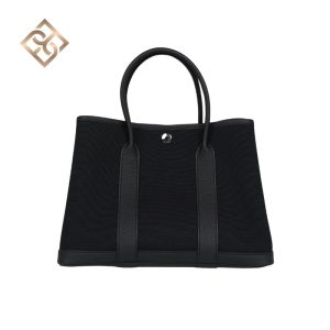 Hermès Garden Party 30 Black Toile and Negonda - Palladium Hardware