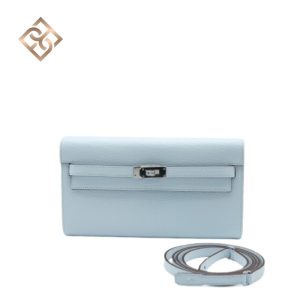 Hermès Kelly To Go Bleu Brume Chèvre Mysore Palladium Hardware