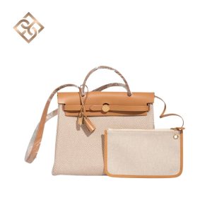 Hermès Herbag 31 Beige Toile Vache Hunter Écru Gold Hardware