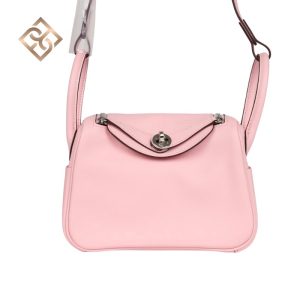 Hermès Mini Lindy Rose Sakura Swift Palladium Hardware
