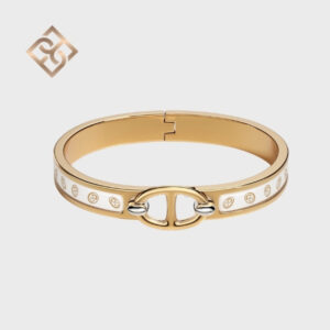 Hermès Mini Clic Chaine d'Ancre Maillon bracelet Jaune or blance