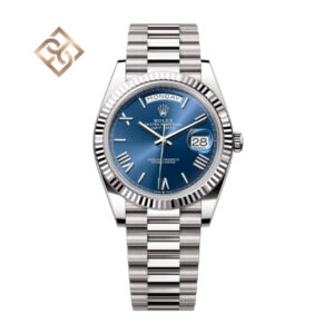 Day-Date 40 Oyster, 40 mm, White gold, Bright blue - 228239