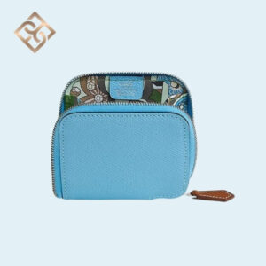 Hermès Silk In change purse Celeste Vert Yucca