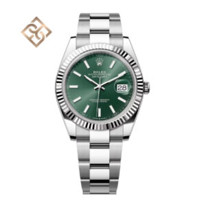 Datejust 41 Oyster, 41 mm, Oystersteel and white gold, Mint green, Oyster - 126334