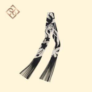 Hermès Silk Ribbon w/ Leather Fringes - Noir