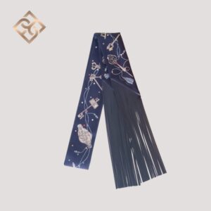 Hermès Twilly Silk Ribbon w/ Leather Fringes - Bleu Claire