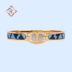 Hermès Mini Clic Chaine d’Ancre Light Dark Blue Hearts Bracelet YGHW – GM